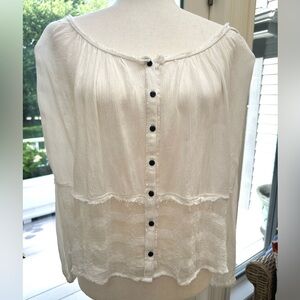 Free People XS EUC Oversized Crinkle-Wrinkle Dolman Sleeve Button Front Blouse
